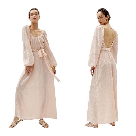 Reformation Dresses & Skirts - Reformation Milana Maxi Dress Womens Size 6 Blush Textured Gauze $248 NWT
